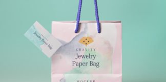 Free PSD Paper Gravity Shopping Bag mockup
