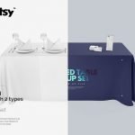 Table mockup PSD Template with Tablecloth on it