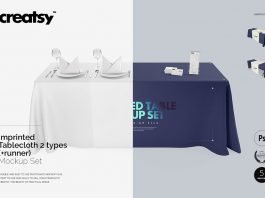 Table mockup PSD Template with Tablecloth on it