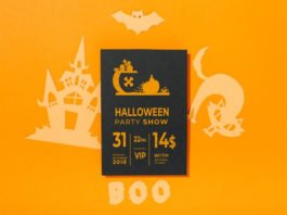 Free Psd Creative halloween cover mockup