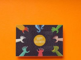 Free Psd monster hand halloween cover mockup