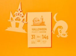Free PSD Halloween cover mockup with Castle
