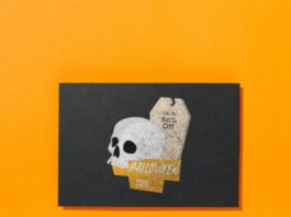 Free Psd Halloween cover mockup with a skull