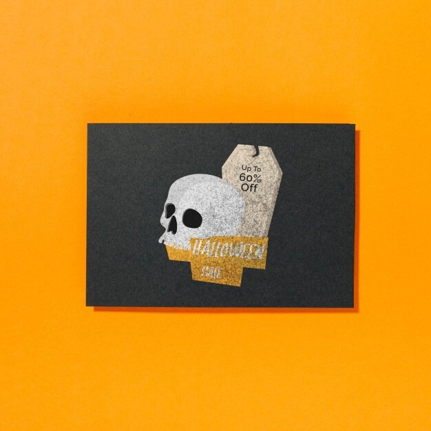 Free Psd Halloween cover mockup with a skull