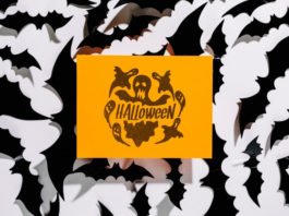 Free Psd Orange halloween cover mockup