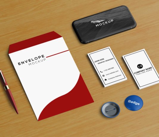 smartphone mockup with envelope and other elements