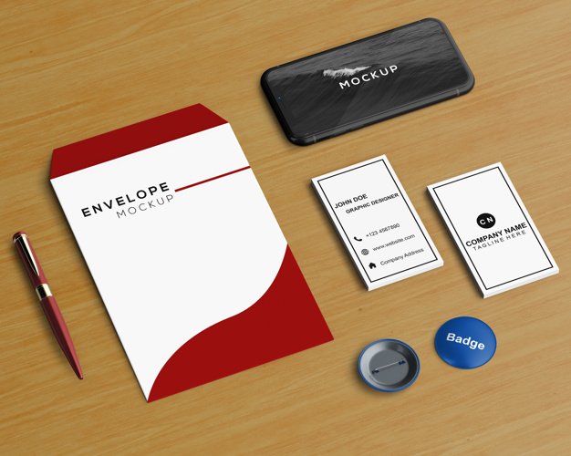 smartphone mockup with envelope and other elements