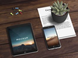 Free Smart Phone and tab Mockup with Plants