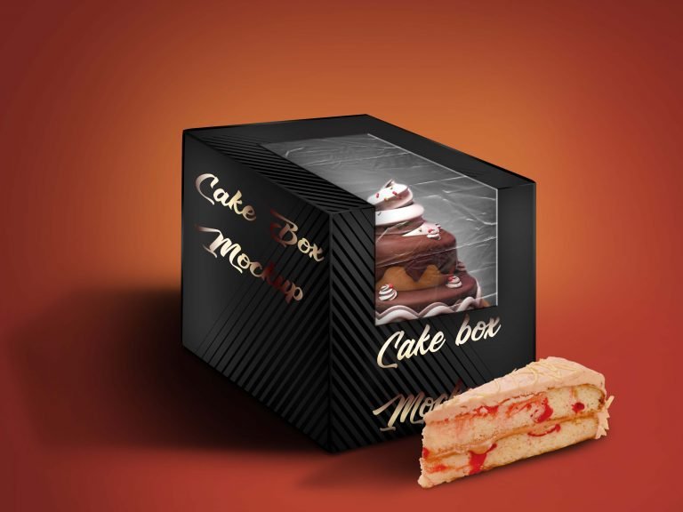 Free Glossy Cake Box Mockup PSD Template