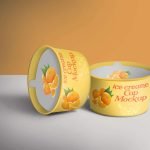 Free Orange Ice Cream Cup Mockup