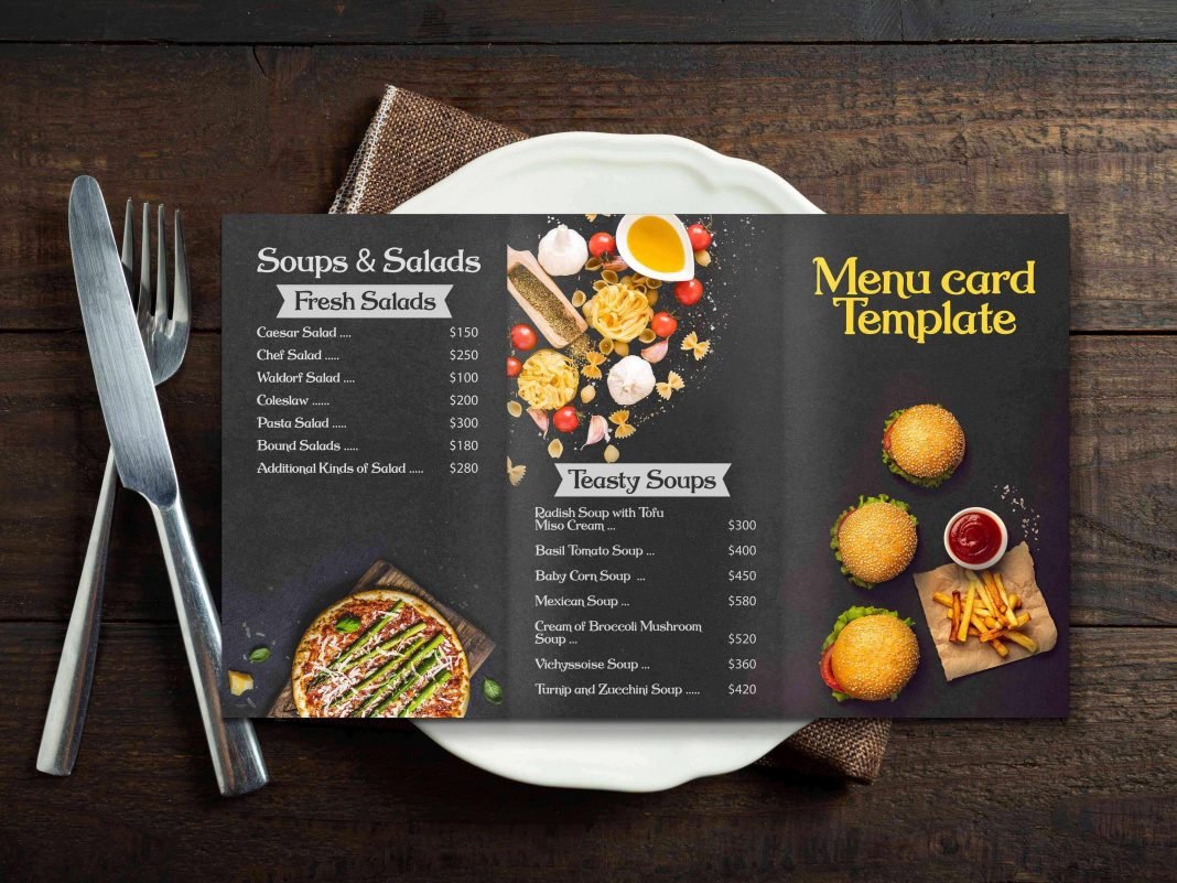 Download Free Black Menu Card Mockup Design | PSD Template - Mockup Den