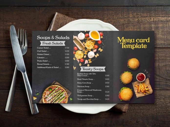 Download Free Black Menu Card Mockup Design | PSD Template - Mockup Den