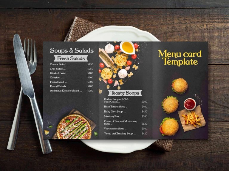 Black Menu Card Mockup