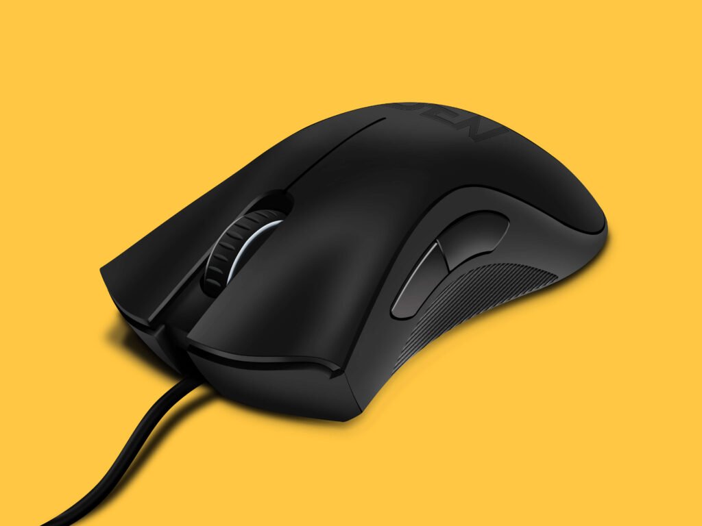 Free Black Computer Mouse Mockup Design | PSD Template