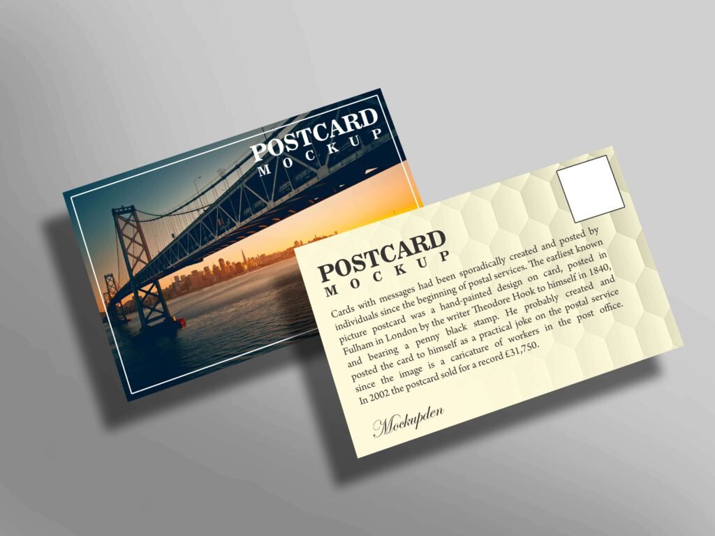 Download Free Stylish Postcard Mockup | PSD Template - Mockup Den