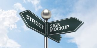 Sky View Street Sign Board Mockup | PSD Template