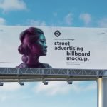 Street billboard mockup template