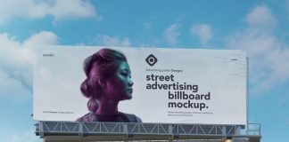 Street billboard mockup template