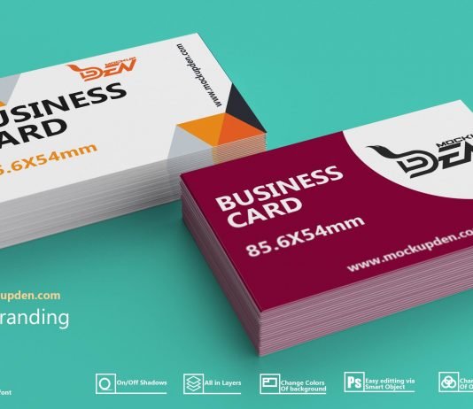 Free Two Color Business Card Mockup