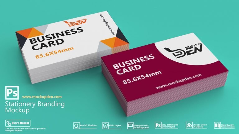 Free Two Color Business Card Mockup | PSD Template Design