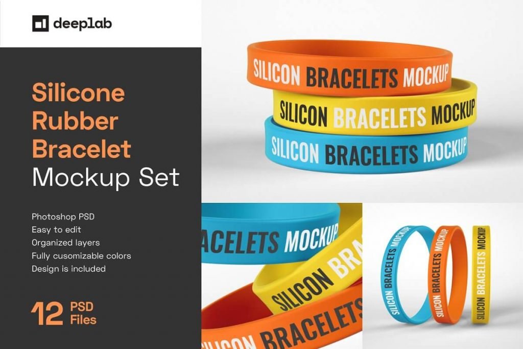 Free & Premium Silicone Rubber Bracelet Mockup