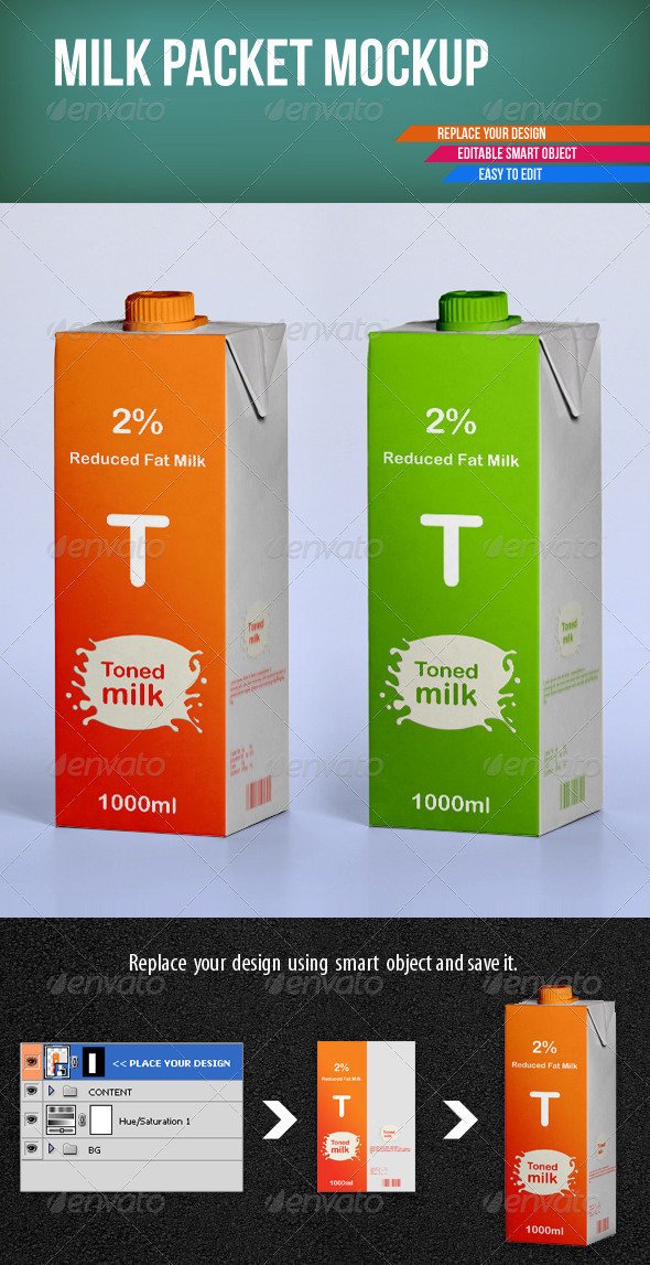 Milk Packet PSD Mockup