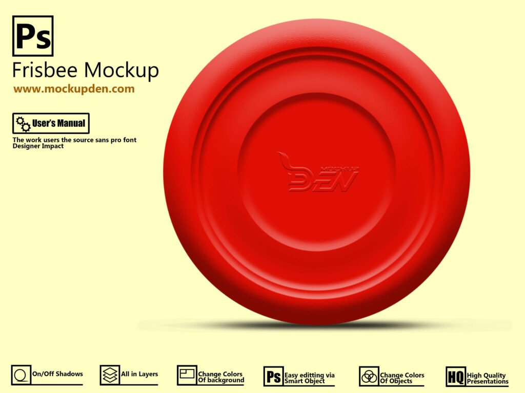 Free Red Frisbee Mockup PSD Template Design