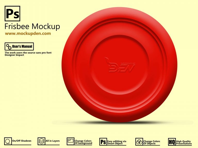 Download Free Red Frisbee Mockup PSD Template Design | Mockupden