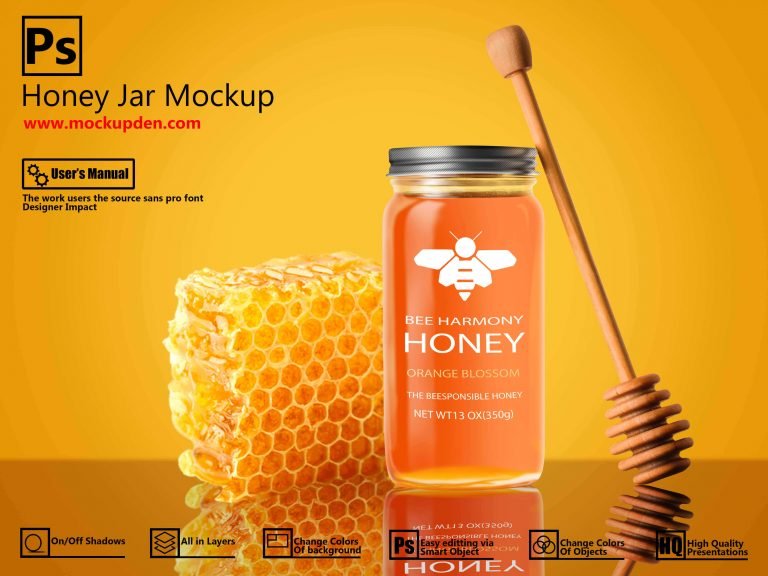 Free Attractive Honey Jar Mockup | PSD Template