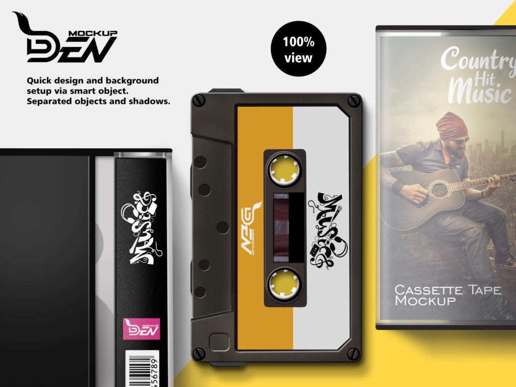 Free Music Cassette Tape Mockup Bundle | PSD Template Pack 3