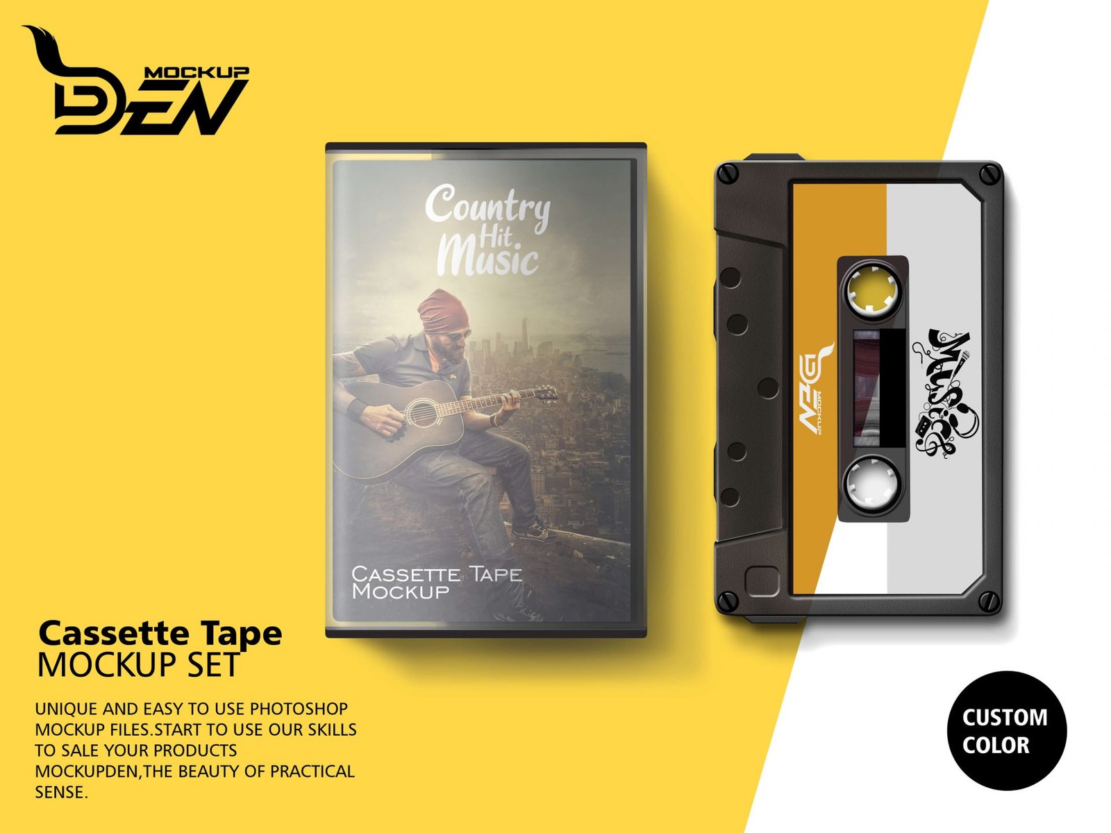 Download Free Music Cassette Tape Mockup Bundle | PSD Template Pack