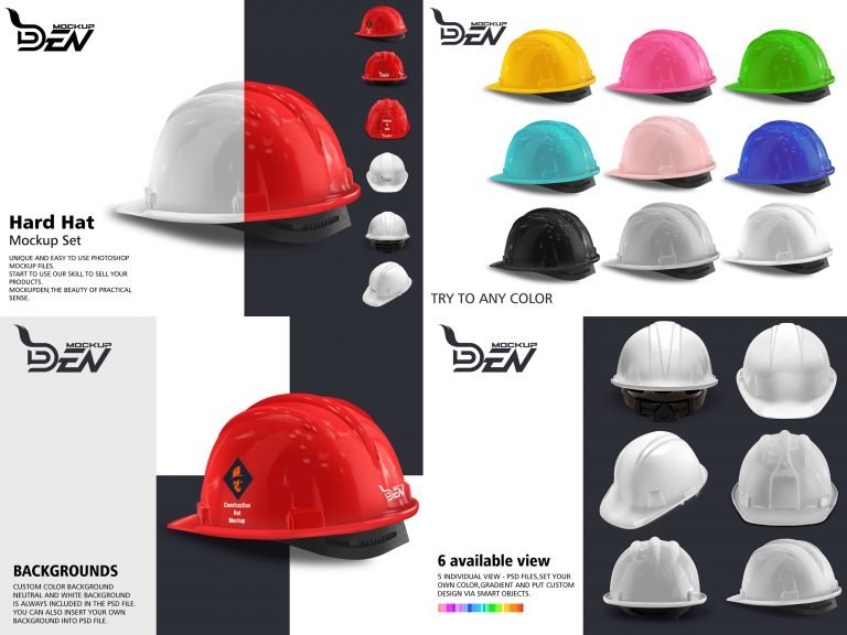 Multiple Color Hard Hat Mockup Pack | PSD Template