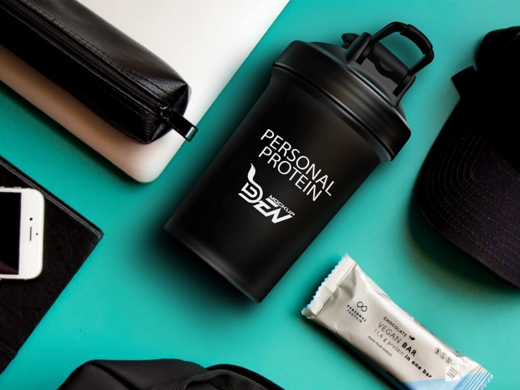 Free Black Protein Shaker Mockup | PSD Template