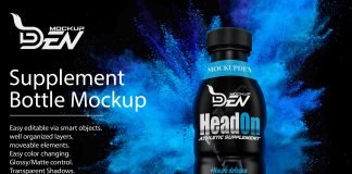 Free Sports Supplement Bottle Mockup