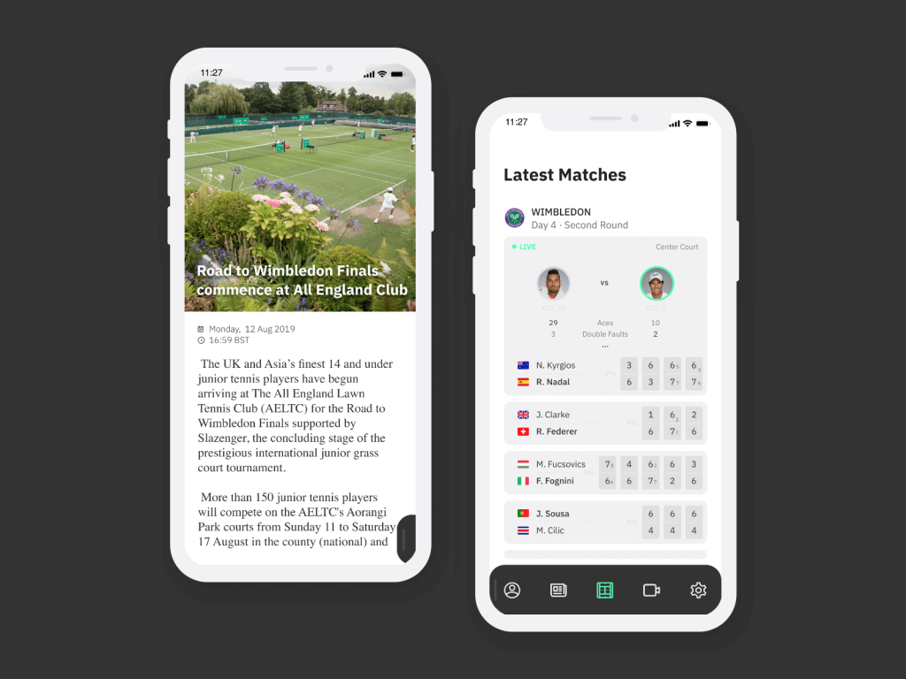 Free Tennis App Mobile Scene Ui/Ux 1