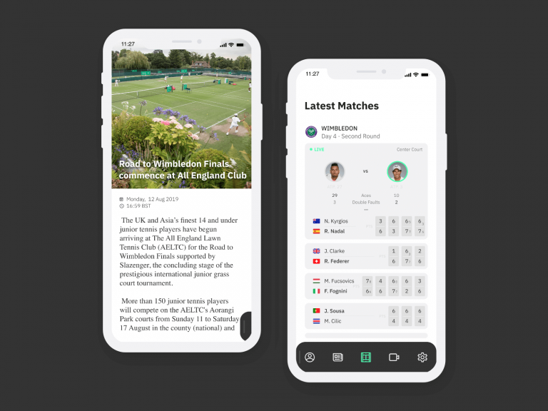 Free Tennis App Mobile Scene Ui/Ux