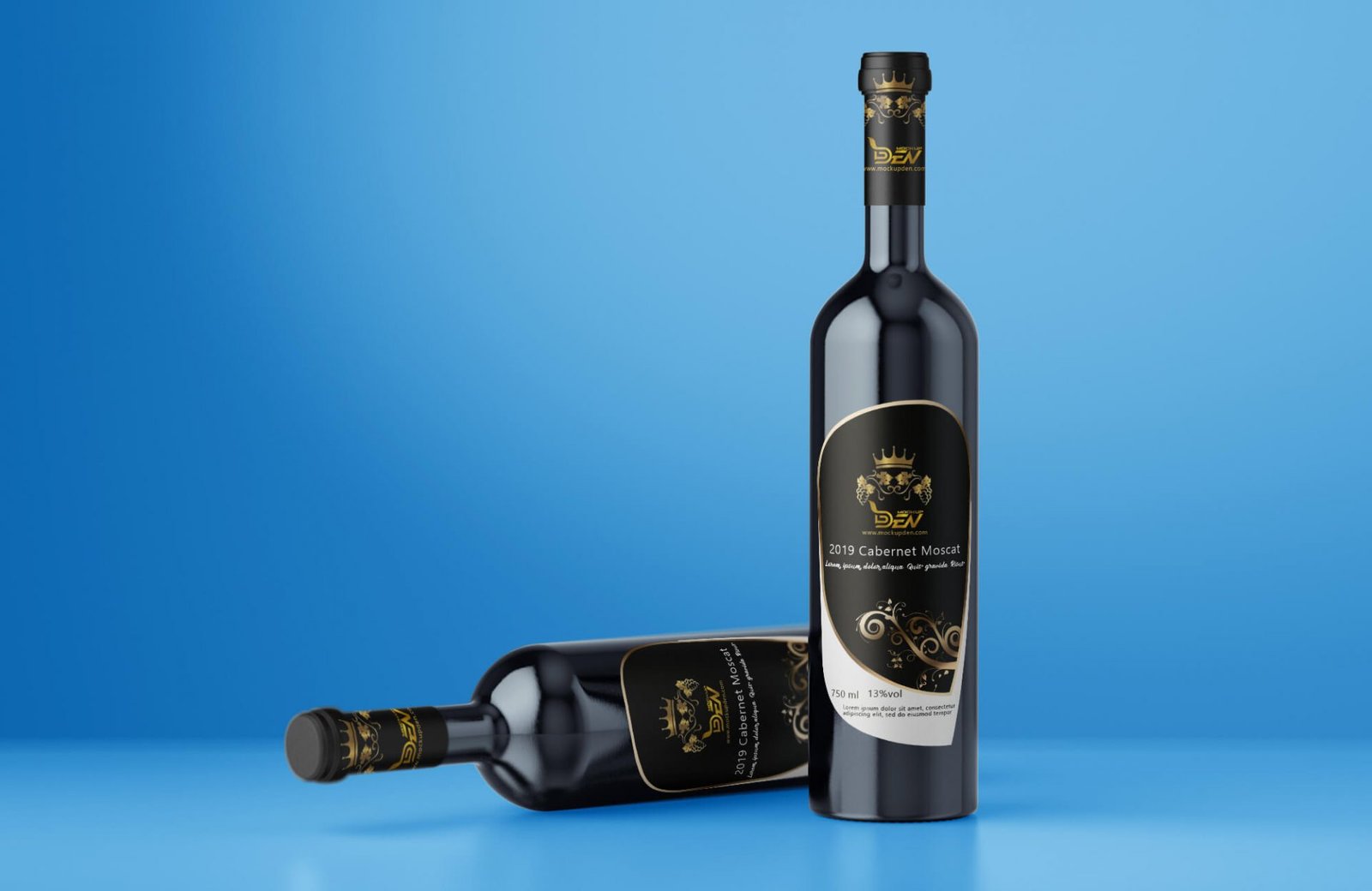 Download Free Matte Black Wine Bottle Mockup | PSD Template