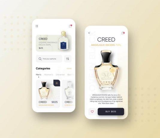 Free Perfume Shopping App Homescreen Ui/Ux