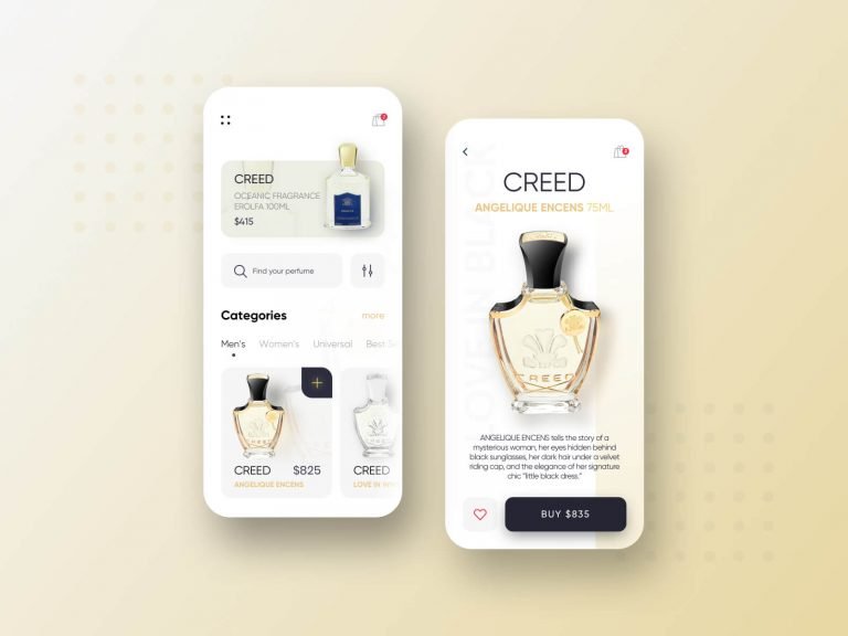 Free Perfume Shopping App Homescreen Ui/Ux