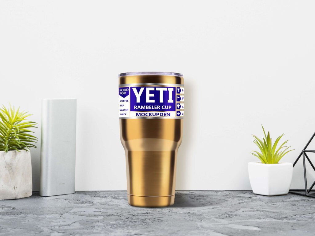Free Golden Yeti Cup Mockup PSD Template Mockupden exclusive
