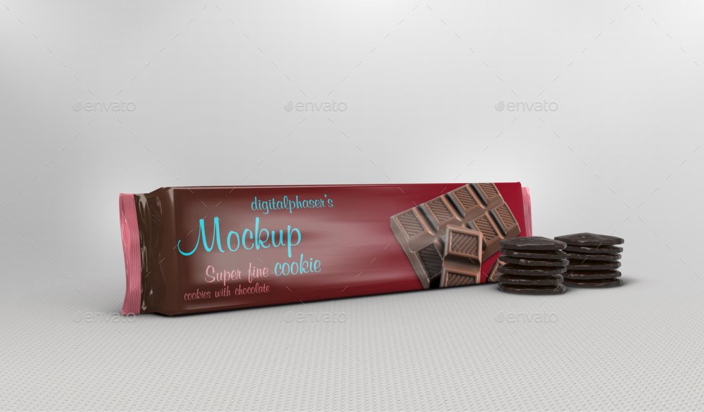 Chocolate Cookie Packaging Foil Mockup