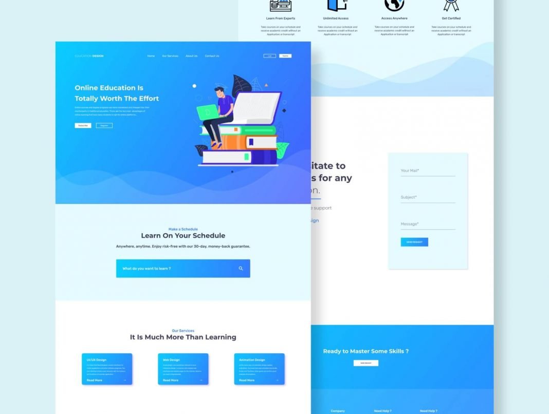 Free Online Education Landing Page Scene Ui/Ux | Mockupden