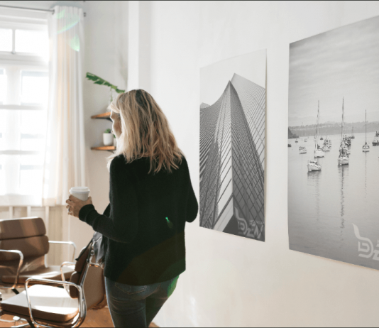 Free Poster Office Scene Mockup