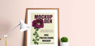Free Potrait Poster On Study Table Mockup