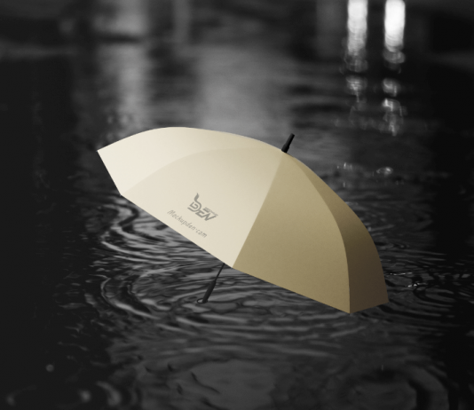 Free Yellow Color Umbrella Mockup