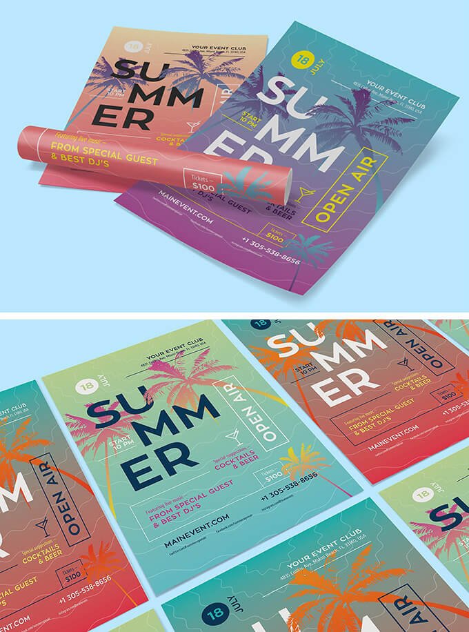 Free Summer Poster Template Design