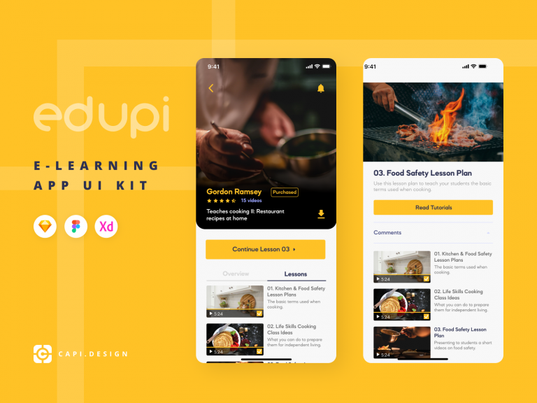 Free E-learning App Edupi Ui/Ux Kit