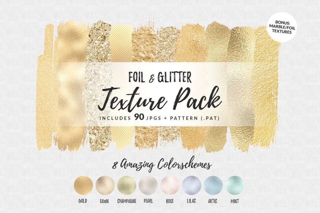 Foil And Glitter Texture Design Mockup