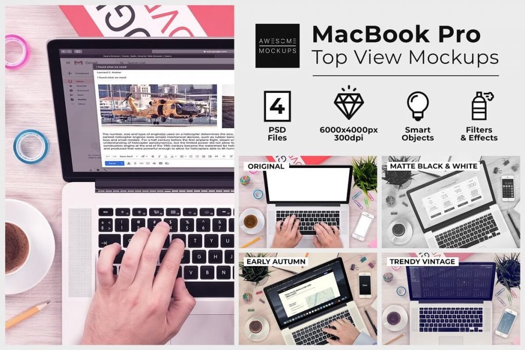 A Man Typing on MacBook Mockup