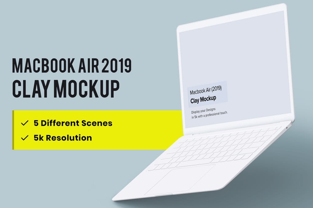 Macbook Air Mockup In 5 Different Scenes